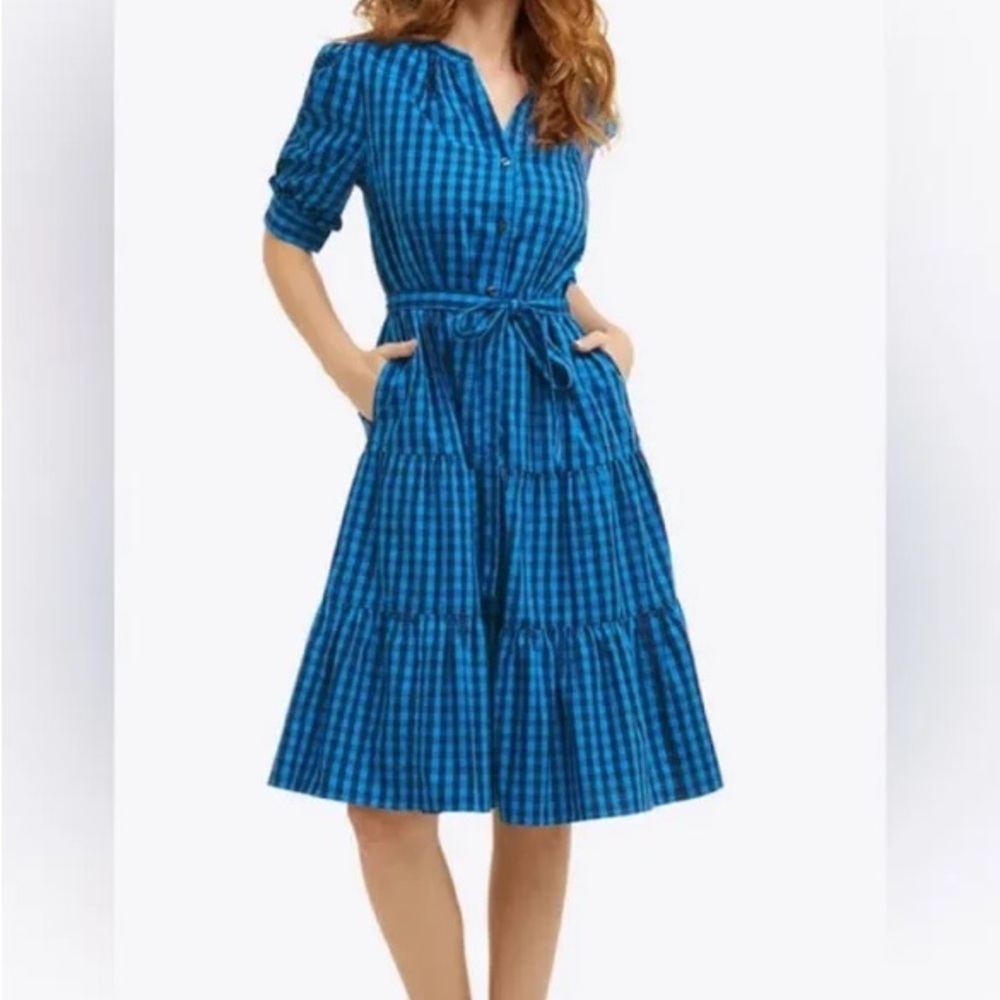 Draper James Loretta Shirtdress Nassau Navy Blue Gingham XXL